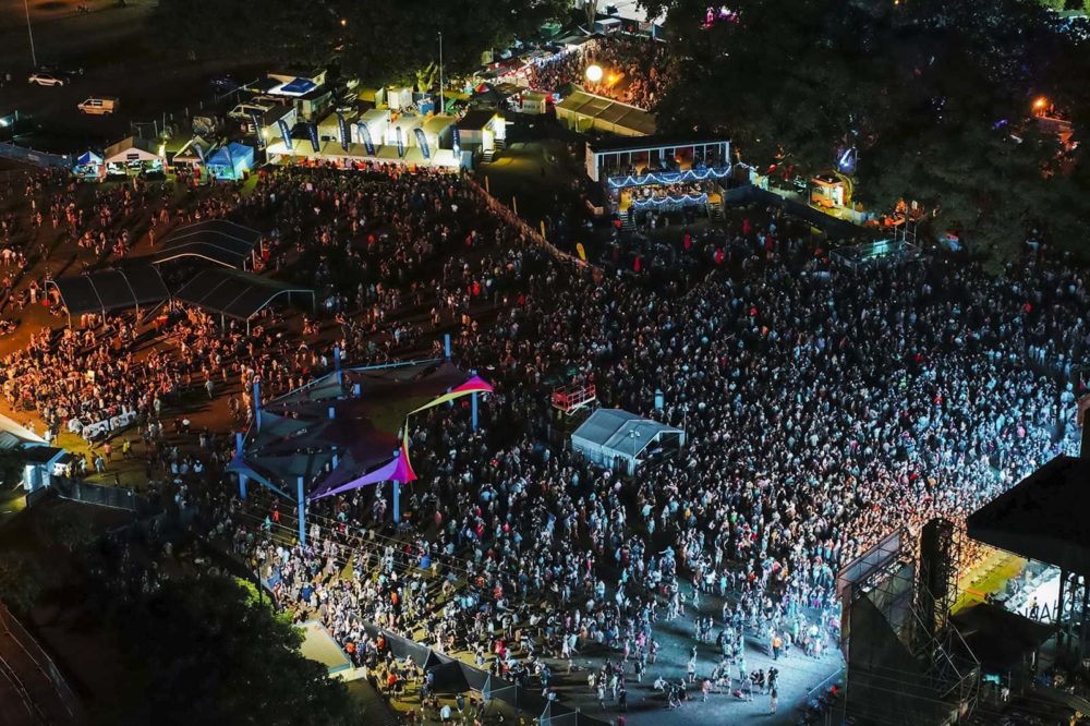 Bass in the grass - large crowd aerial